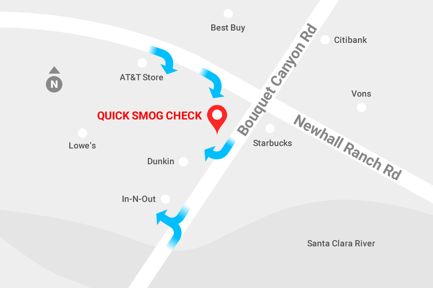 quick smog check valencia santa clarita access map